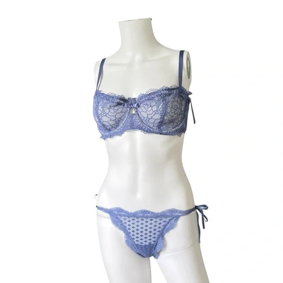 NEW Fredericks of Hollywood Set Cindy Bra Evelina Thong Panty Size 36DD & Large - Picture 11 of 11